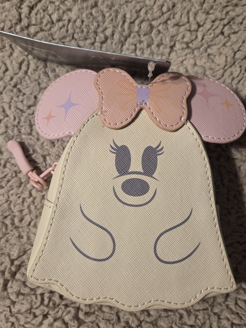 Disney Girls Pink & Cream Minnie Ghost Coin Purse New With Tags